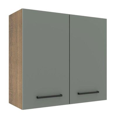 Armário Aéreo 70 Cm 2 Portas Rustic/Cinza Rustic/Cinza