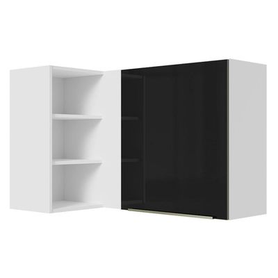 Armário Aéreo de Canto com Adega Lux 1 Porta Branco Preto