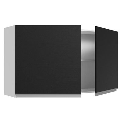 Armário Aéreo 100% Mdf 120 Cm 2 Portas Branco/preto Acorde