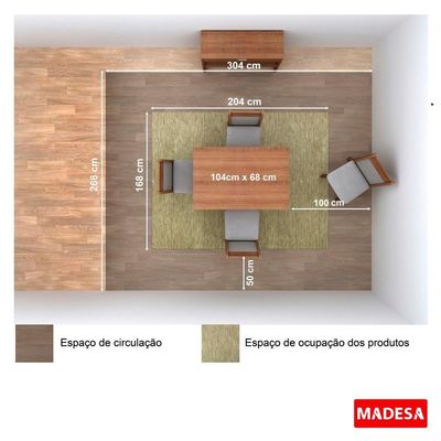 Kit Cíntia Bege Mesa Tampo de Madeira 4 Cadeiras Madesa