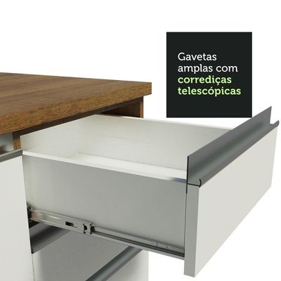 Kit Com 2 Balcões De Cozinha Madesa Glamy 4 Portas 3 Gavetas (sem Tampo E Pia) - Rustic/branco