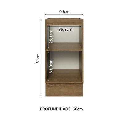 Balcão 40 Cm 1 Porta (sem Tampo) Rustic/Branco Veludo