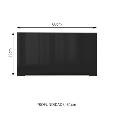 Armário Aéreo Lux 60cm 1 Porta Basculante Branco Preto