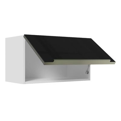 Armário Aéreo Lux 60cm 1 Porta Basculante Branco Preto