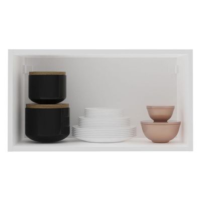 Armário Aéreo Lux 60cm 1 Porta Basculante Branco Preto