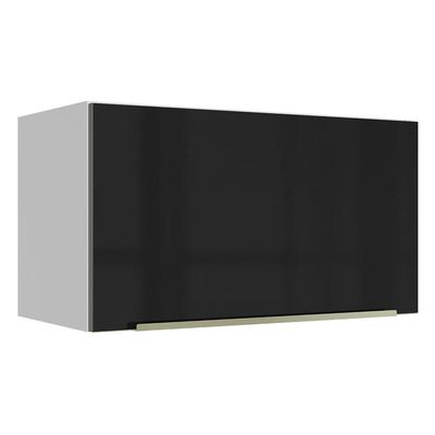 Armário Aéreo Lux 60cm 1 Porta Basculante Branco Preto