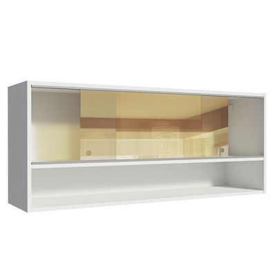 Armário Aéreo 2 Portas Correr Vidro 1 Nicho Glamy, E Branco