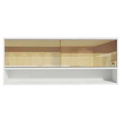Armário Aéreo 2 Portas Correr Vidro 1 Nicho Glamy, E Branco