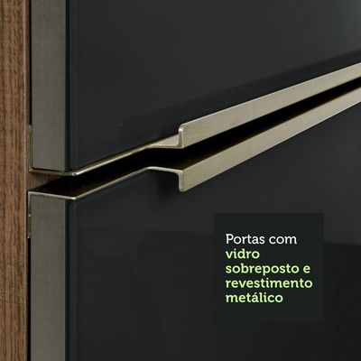 Armário Aéreo 70 Cm 2 Portas Rustic/preto Lux Rustic/preto