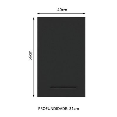 Armário Aéreo Madesa Agata 40cm 1 Porta Branco e Preto