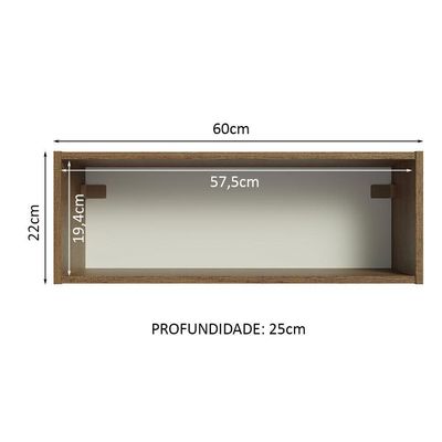 Armário Aéreo Com Nicho Aberto 60cm Rustic Emilly Madesa