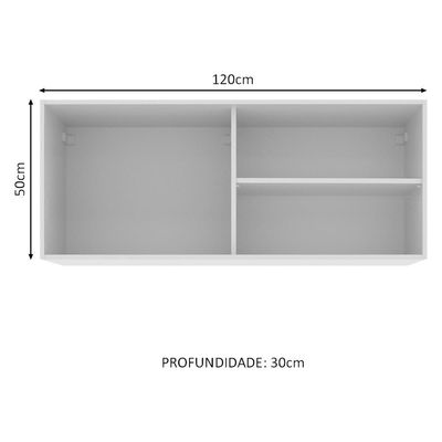 Armário Aéreo Glamy 100%MDF 2 Portas Vidro Reflex BR Madesa