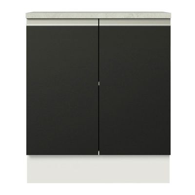 Balcão de Cozinha Madesa Glamy 70cm 2 Portas Branco Preto