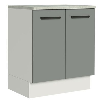 Balcão de Cozinha Agata 70cm 2 Portas Branco Cinza