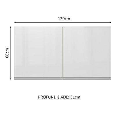 Armário Aéreo Acordes Glamy 100%MDF 120cm 2 Portas BR Madesa