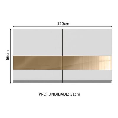Armário Aéreo Glamy 120Cm 2 Portas com Vidro Rustic Madesa