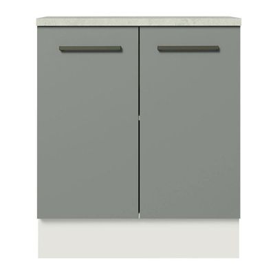 Balcão de Cozinha Agata 70cm 2 Portas Branco Cinza