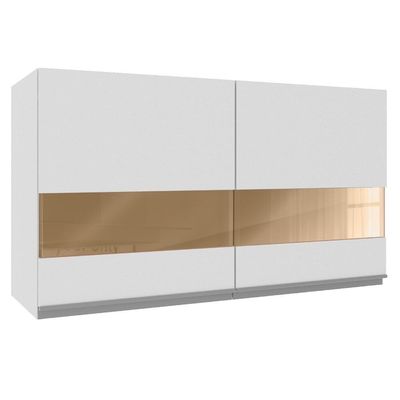 Armário Aéreo Glamy 100% MDF 120 cm 2 Portas Vidro Branco