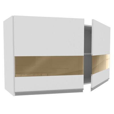 Armário Aéreo Glamy 100% MDF 120 cm 2 Portas Vidro Branco