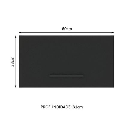 Armário Aéreo Madesa Agata 60cm 1 Porta Basculante Branco e Preto