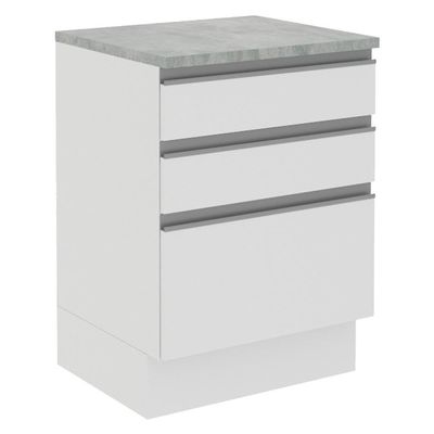 Balcão Glamy Branco 3 Gavetas Madesa