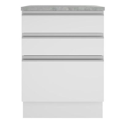 Balcão Glamy Branco 3 Gavetas Madesa