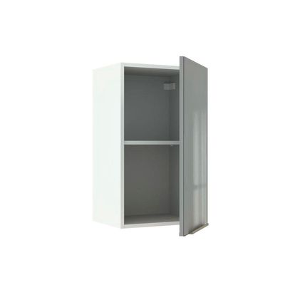 Armário Aéreo Madesa Lux 40cm 1 Porta Branco Cinza