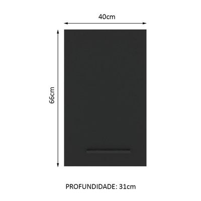 Armário Aéreo Madesa Agata 40cm 1 Porta Rustic Preto