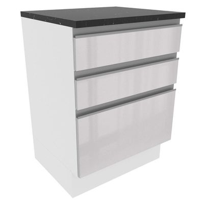 Balcão Madesa Acordes 100% Mdf 60 Cm 3 Gavetas Frentes