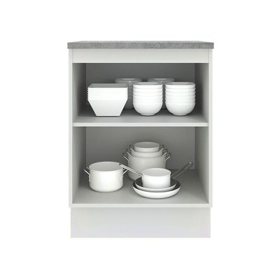 Balcão Madesa Agata 60 Cm 1 Porta Branco Cinza