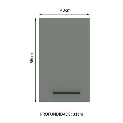 Armário Aéreo Madesa Agata 40 cm 1 Porta Branco e Cinza