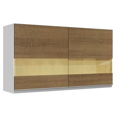 Armário Aéreo Glamy 100%MDF 120cm 2 Portas BR/Rustic Madesa