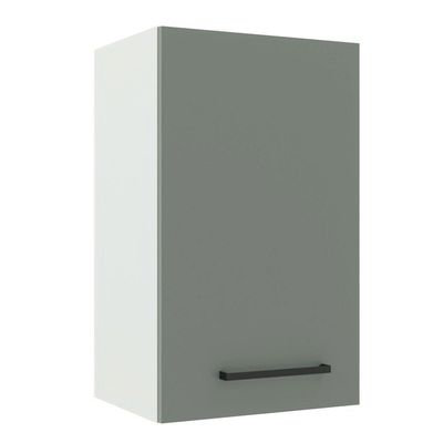 Armário Aéreo Madesa Agata 40 cm 1 Porta Branco e Cinza