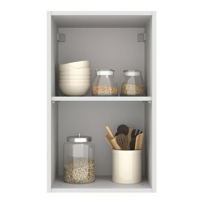 Armário Aéreo Madesa Agata 40 cm 1 Porta Branco e Cinza