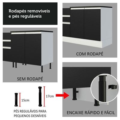 Balcão De Canto 100% Mdf 1 Porta Branco/preto