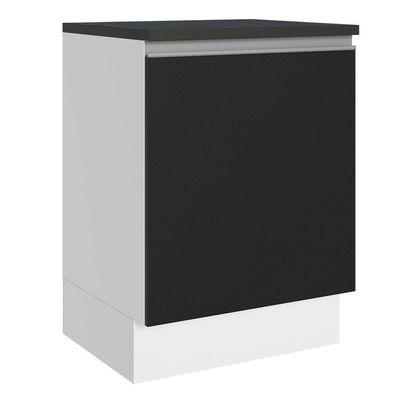 Balcão 100% Mdf 60 Cm 1 Porta Branco/preto