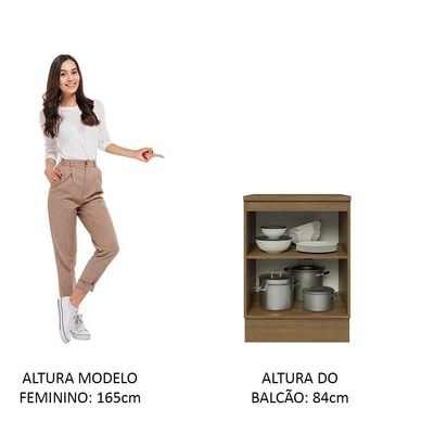 Balcão 60Cm 1PTA Rustic/Branco Veludo Lux Madesa Rustic
