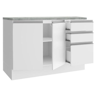Balcão de Pia Glamy 2 Portas 3 Gavetas Branco Madesa