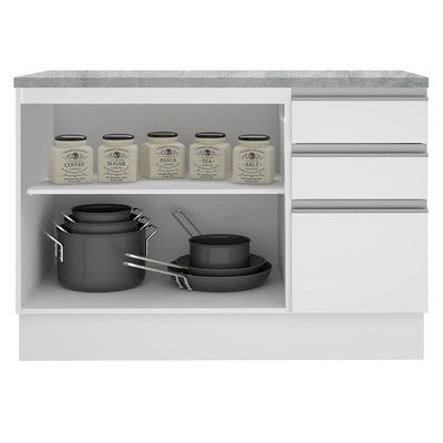 Balcão de Pia Glamy 2 Portas 3 Gavetas Branco Madesa