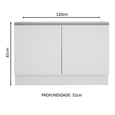 Balcão de Pia Acordes Glamy MDF 120cm 2 Portas Branco Madesa