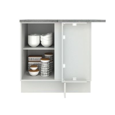 Balcão de Canto Madesa Agata 1 Porta Branco Cinza