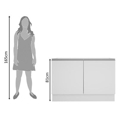 Balcão de Pia Acordes Glamy MDF 120cm 2 Portas Branco Madesa