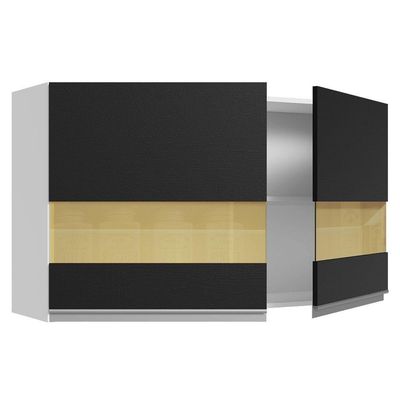 Armário Aéreo 100% Mdf 120 Cm 2 Portas Vidro Reflex Branco/