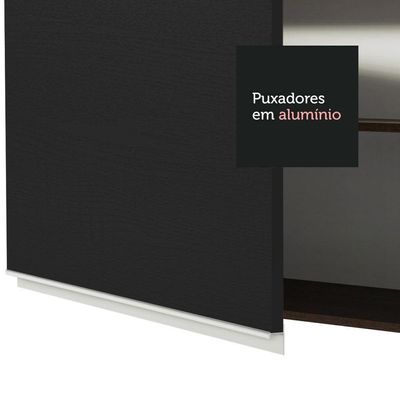 Armário Aéreo Madesa Glamy 120 Cm 2 Portas - Rustic/preto
