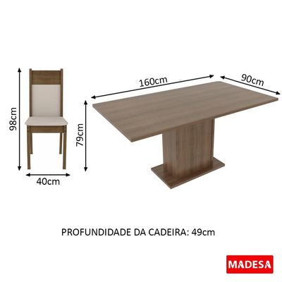 Kit Louisiana Rustic Mesa Tampo de Madeira 6 Cadeiras Madesa