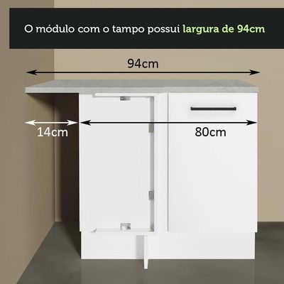 Balcão De Canto Madesa Agata 1 Porta - Branco Rustic/branco
