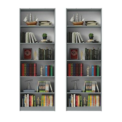 Kit Madesa com 2 Estantes Livreiro 6908 Cinza