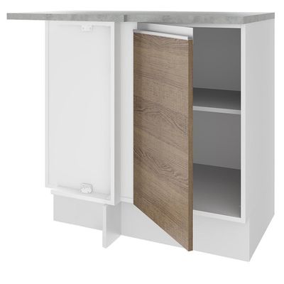 Balcão de Canto Glamy 1 Porta Branco e Rustic Madesa
