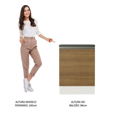 Balcão Acordes 100% Mdf 60cm 1 Porta Branco Rustic