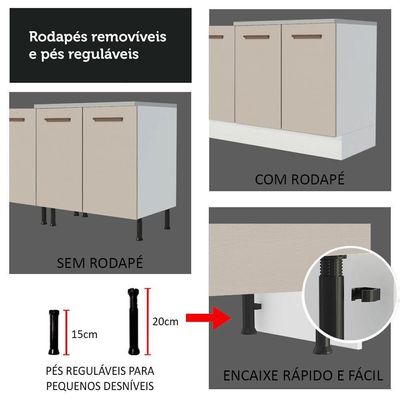 Balcão 40 Cm 3 Gavetas Agata Madesa Branco/crema
